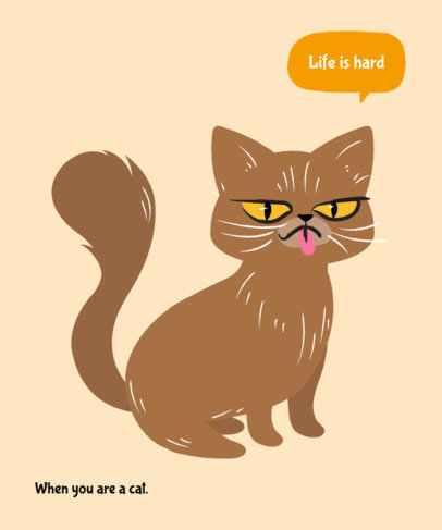 Pets T-Shirt Design Template with a Cat Illustration