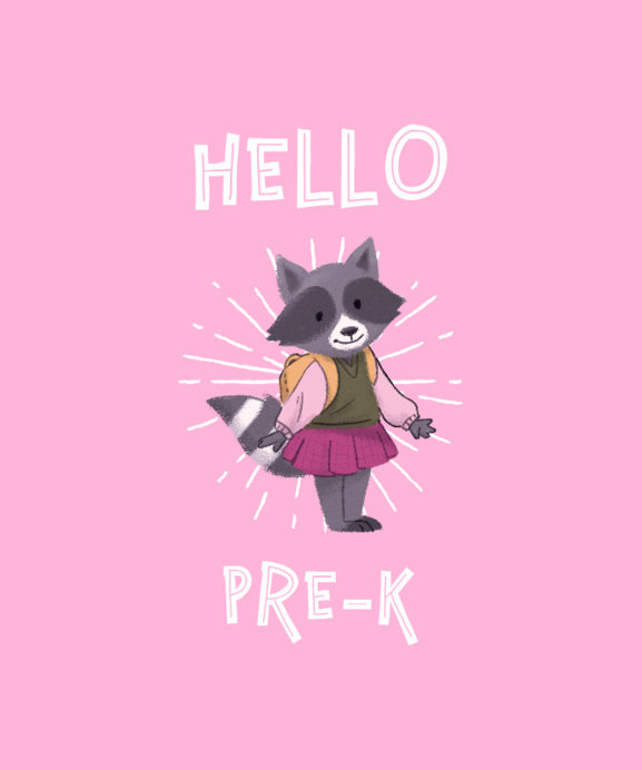 Pre-Kindergarten T-Shirt Design Maker with a Female Raccoon Illustration