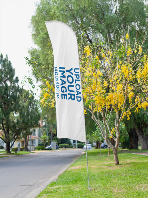 Mockup of a Flag Banner at a Park  