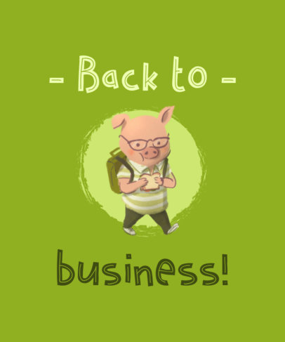 Back-To-School T-Shirt Design Template with a Piggy Illustration