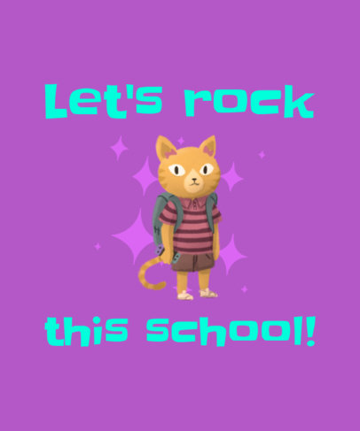 First Day of School T-Shirt Design Maker with a Kitten Cartoon