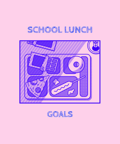 T-Shirt Design Template Featuring a School Lunch Illustration