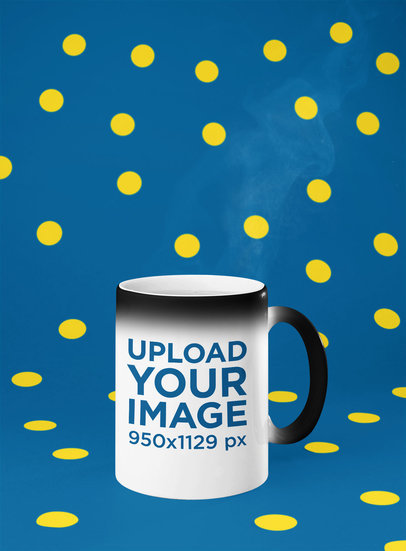 Mockup of a Magic Mug with Dots in the Background 