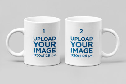 Mockup of Two 11 oz Coffee Mugs Side by Side