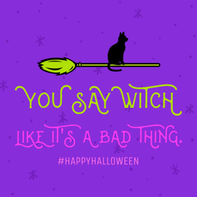 Cool Halloween Social Media Post Template with a Witch's Broom Clipart  584i