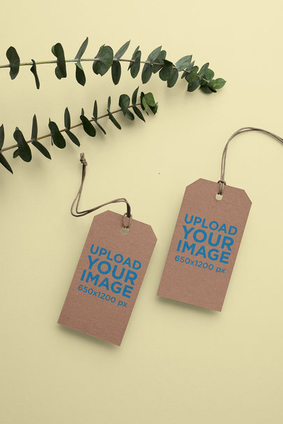 Mockup of Two Cardboard Brand Tags