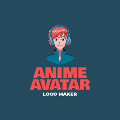 Logo Maker for a Gaming Channel Featuring an Anime Character with Headphones