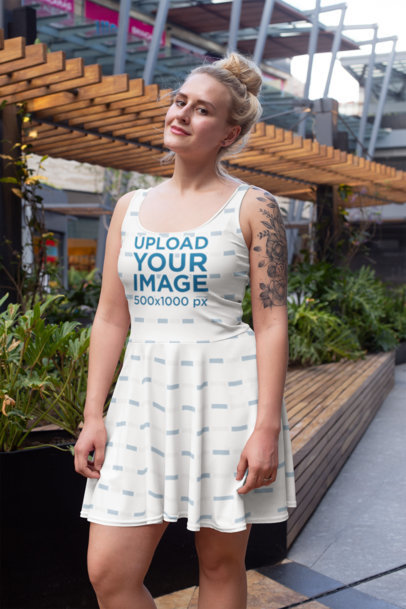 Dress Mockup of a Woman at a Mall