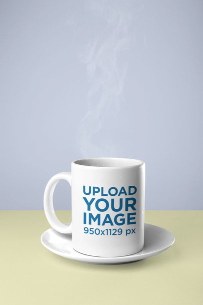Minimal Mockup Featuring an 11 oz Steaming Mug 28176