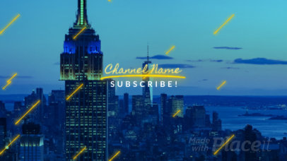 Video Maker for a YouTube End Screen Featuring a Night Skyline with Loop Animation 1463