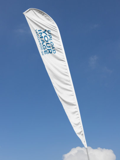 Teardrop Flag Banner Mockup with a Clear Sky Background
