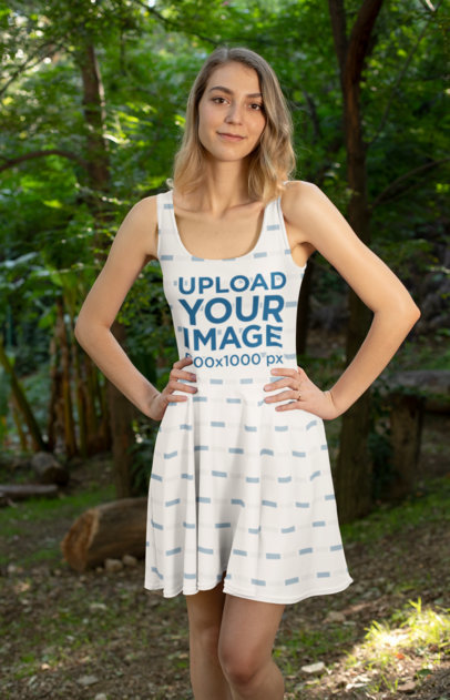Dress Mockup of a Woman in the Woods