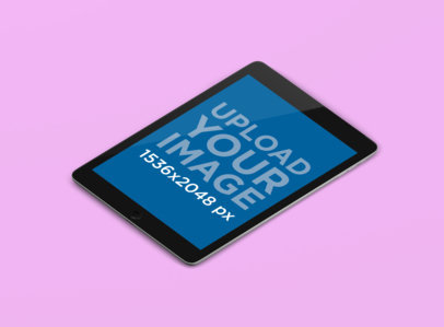 Minimalistic Mockup of an iPad in Portrait Position in a Plain Background