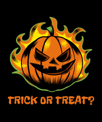 T-Shirt Design Template Featuring a Flaming Halloween Pumpkin 1567h