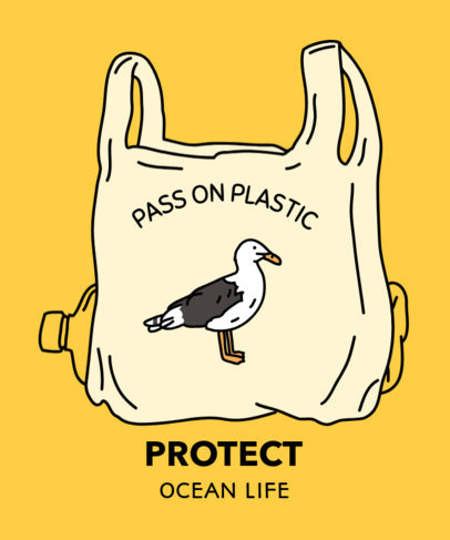 T-Shirt Design Maker for an Anti-Plastic Message with a Seagull Graphic