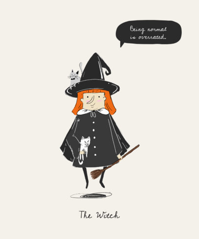 Halloween T-Shirt Design Maker Featuring a Spooky Witch Cartoon