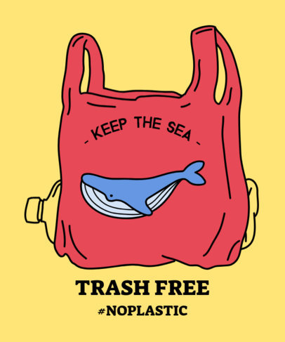 Environmental Awareness T-Shirt Design Maker Featuring a Whale in a Plastic Bag