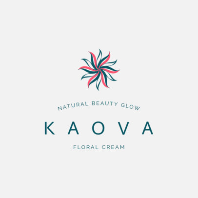 Cosmetics Logo Template with a Floral Illustration