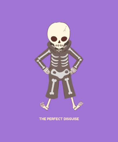 Funny T-Shirt Design Maker with a Skeleton Wearing a Halloween Costume