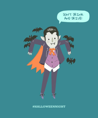 T-Shirt Design Generator with Dracula Being Carried by Bats 1565h