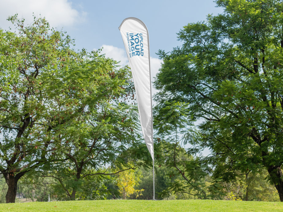 Mockup of a Teardrop Flag Banner Outdoors