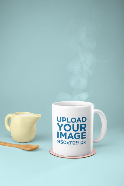 Mockup of an 11 oz Mug with Hot Tea