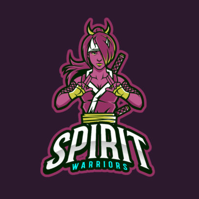 Gaming Logo Generator Featuring a Female Japanese Warrior