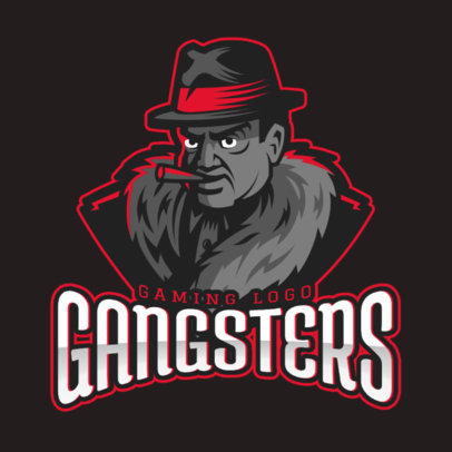 Gaming Logo Template Featuring a Mafia Gangster Character