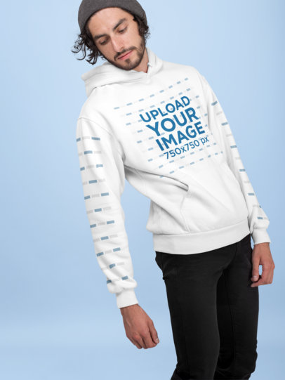 Hoodie Mockup of a Man with a Beanie