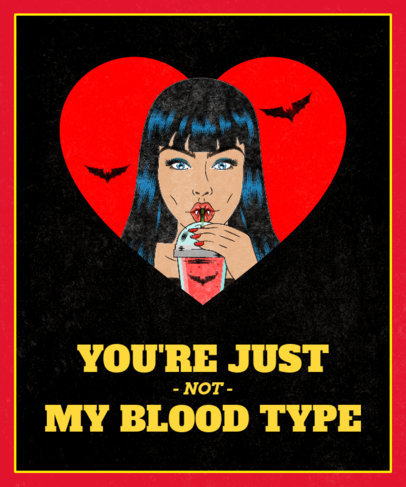 Halloween T-Shirt Design Template with a Funny Vampire Woman