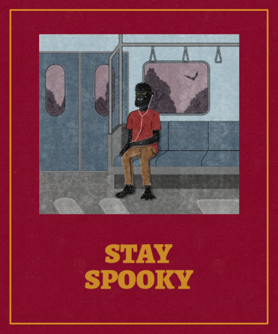 T-Shirt Design Template Featuring a Werewolf in the Subway