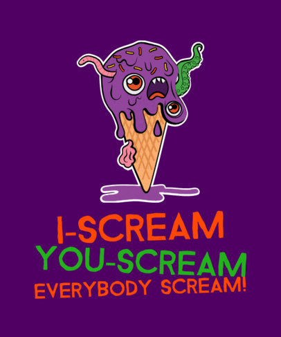 Halloween T-Shirt Mockup Featuring a Monstrous Ice-Cream Graphic