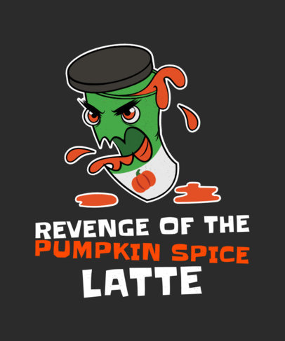 Kawaii-Style T-Shirt Design Template with an Angry Pumpkin Spice Bottle 1563h