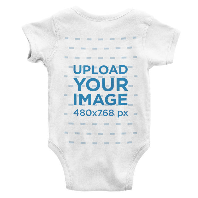 Back View Mockup Featuring a Onesie Lying on a Solid Color Surface