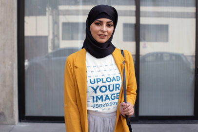 Mockup of a Woman with a Hijab Standing in Front of a Window