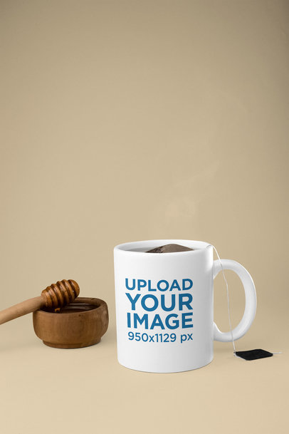 Mockup of an 11 oz Mug Next to a Honey Dipper  28183