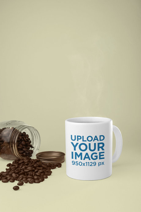 Mockup of an 11 oz Mug by Some Coffee Beans