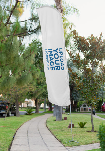 Mockup of a Flag Banner Standing on a Park