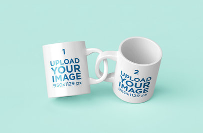 Mockup Featuring Two 11 oz Coffee Mugs With Intertwined Handles 201-el
