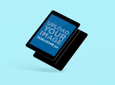 Render Mockup Featuring Two Overlapping iPads Against a Plain Backdrop 156-el