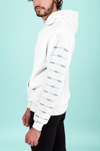 Mockup of a Bearded Man Wearing a Customizable Sleeve Hoodie