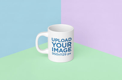 Mockup of an 11 oz Mockup in the Corner of a Customizable Setting 202-el