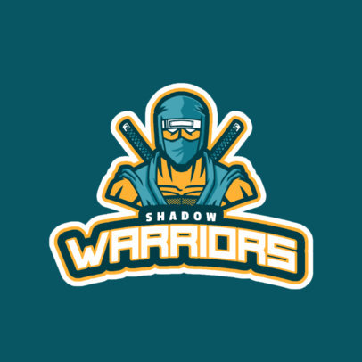 Gaming Logo Template Featuring a Ninja Warrior With Two Katanas 