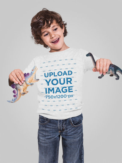 Long Sleeve Mockup of a Boy Playing with Some Toys 