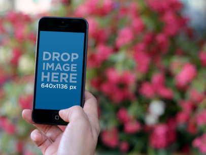 iPhone 5 Mockup Featuring Flowers in the Background