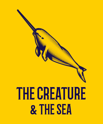 Sea Creatures T-Shirt Design Maker Featuring a Narwhal