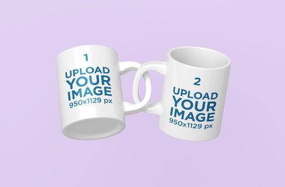 Mockup of Two 11 oz Mugs Intertwined by the Handle 205-el