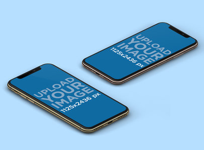 Mockup Featuring Two iPhones 11 Pro Lying on a Solid Color Surface