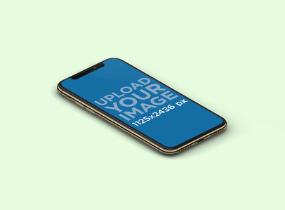 Mockup of an iPhone 11 Pro in Portrait Position Over a Plain Background 