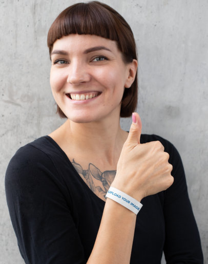 Paper Wristband Mockup Featuring a Happy Customer 